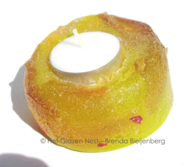 Waxinelichtje in geel glas casting