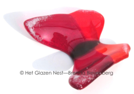Glazen vlinder in rode kleuren met witte stipjes