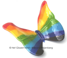 Glazen regenboog vlinder met ronde vleugels
