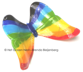 Glazen regenboog vlinder met ronde vleugels