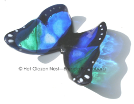 Speels glazen vlinder in blauw en zeegroen