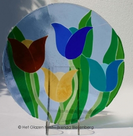 Schaal in fusing glas “tulpen”