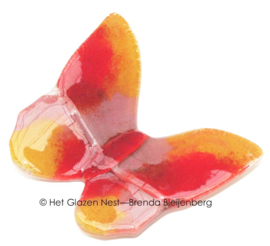 Roze en oranje vlinder van glaskunst