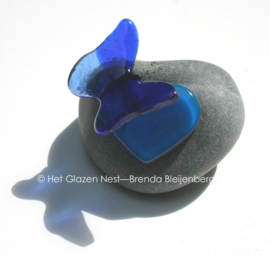 blauwe vlinder op blauw hartje