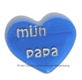blauw klein hartje met de tekst "mijn papa"