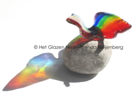 Regenboog vlinder in transparant glas
