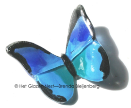 Glas vlinder in blauwgroene kleuren