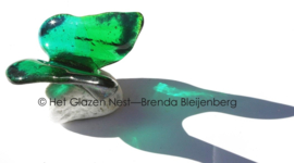 Glazen vlinder in gras en zee groen