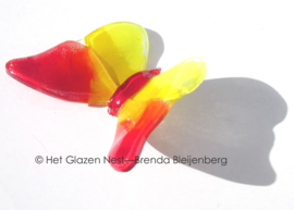 Slanke vlinder in rood en geel