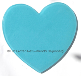 Hart in zee blauw glas