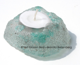 waxinelichtje met blauwe spikkels