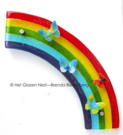 Regenboog met vlinders van glas