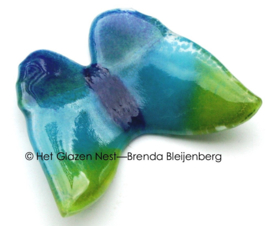Blauw en groene glaskunst vlinder
