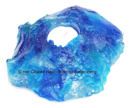Blauw grillig glas met waxinelichtje