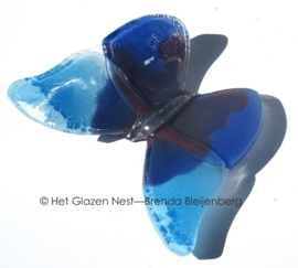Vlinder van glas in blauw en aqua
