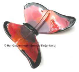 Glazen vlinder in rood en paars