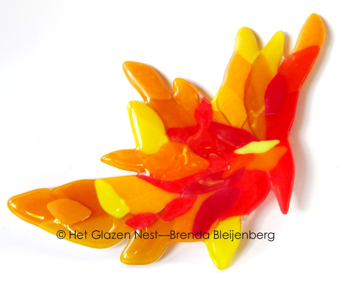 abstract figuur in oranje en geel