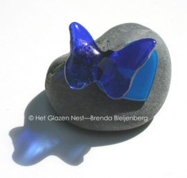 blauwe vlinder op blauw hartje