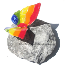 regenboogvlinder op basalt steen