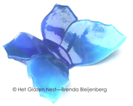 Blauwe glazen vlinder met kartelvleugels