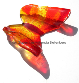 Glazen vlinder in rood en oranje