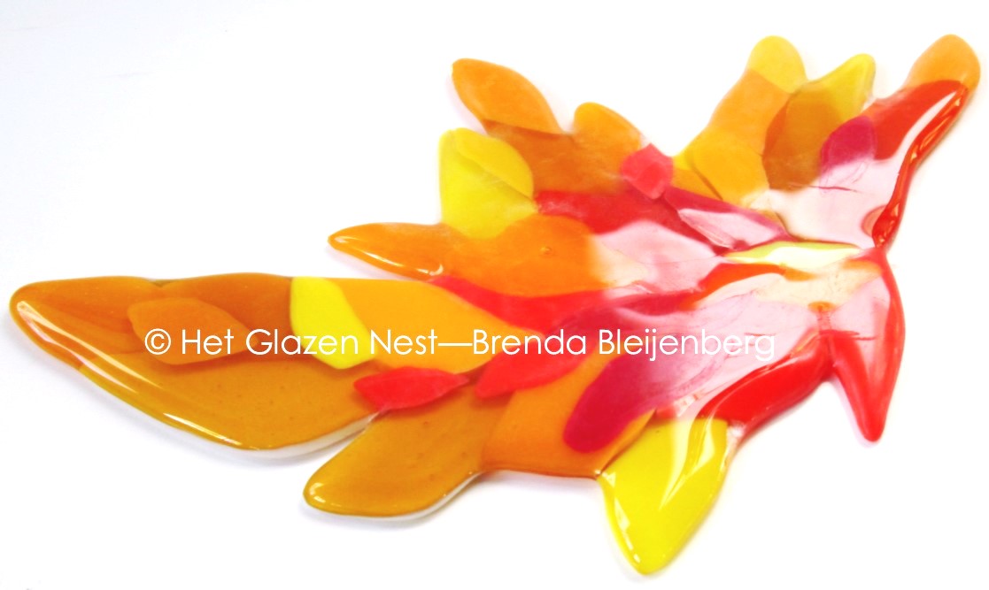 abstract figuur in oranje en geel