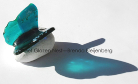Glazen vlinder in emerald kleuren