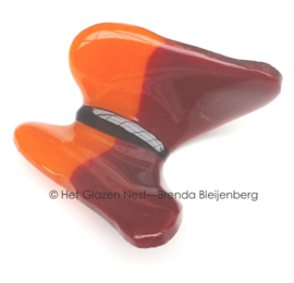 Glaskunst vlinder in rood en oranje