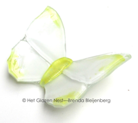 Kleine witte vlinder met gele accenten
