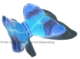 Glaskunst vlinder in lavendel en aqua kleuren
