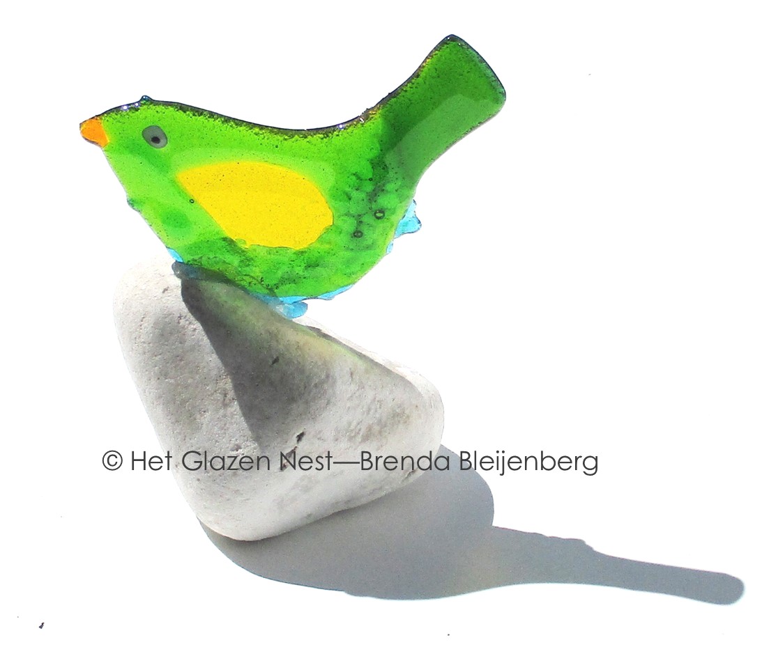 Groen vogeltje van glas