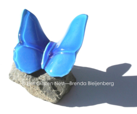 Glazen vlinder in rustig aqua blauw