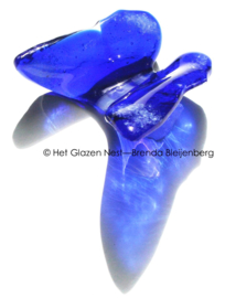 Kobalt blauwe vlinder met witte stipjes