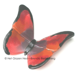 Glazen vlinder in rood en paars