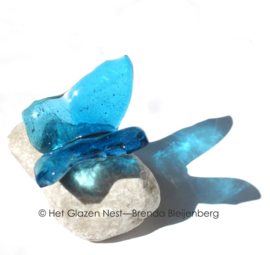 Kleine vlinder in zeeblauwe kleuren