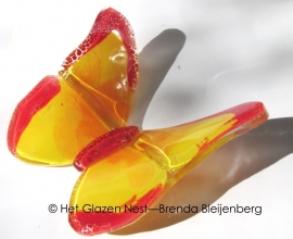 klein geel en rood vlindertje