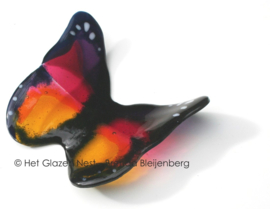Glaskunst vlinder in roze en geel