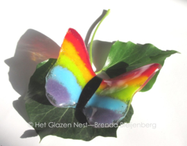 Regenboog als glaskunst vlinder