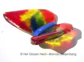 vlindertje in rood, oranje, geel en groen
