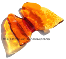 Oranje vlinder in doorzichtig glas