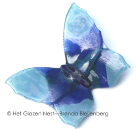 Glazen vlinder in blauw en lichtblauw