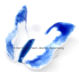 Witte glasvlinder met blauwe accenten