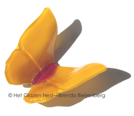 Grote vlinder in vanillegeel glas
