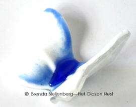 Witte vlinder met blauwe lijnen