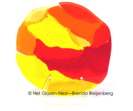 sculptuur  "kleine zon" in transparant glas