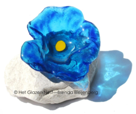 abstracte bloem in aqua blauw op steen