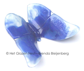 Blauwe vlinder met witte accenten