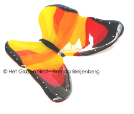 Glazen vlinder in oranje, geel en rood