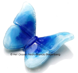Glazen vlinder in aqua en wit