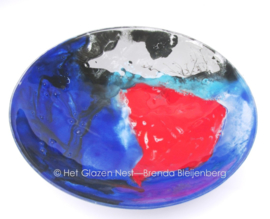 fusing glas schaal “blauw en rood”